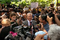 Representative James Comer surrounded by onlookers at GWU