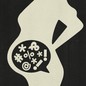 Pregnant silhouette with punctuation marks and symbols over the stomach