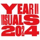 A typographic image of "Year in Visuals 2024" in red on a white background