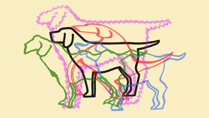 An illustration of various dog silhouettes