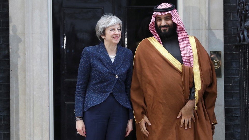 British Prime Minister Theresa May and Saudi Crown Prince Mohammed bin Salman meet in London in March.