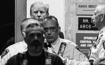 A photo of Donald Trump at the Manhattan courthouse