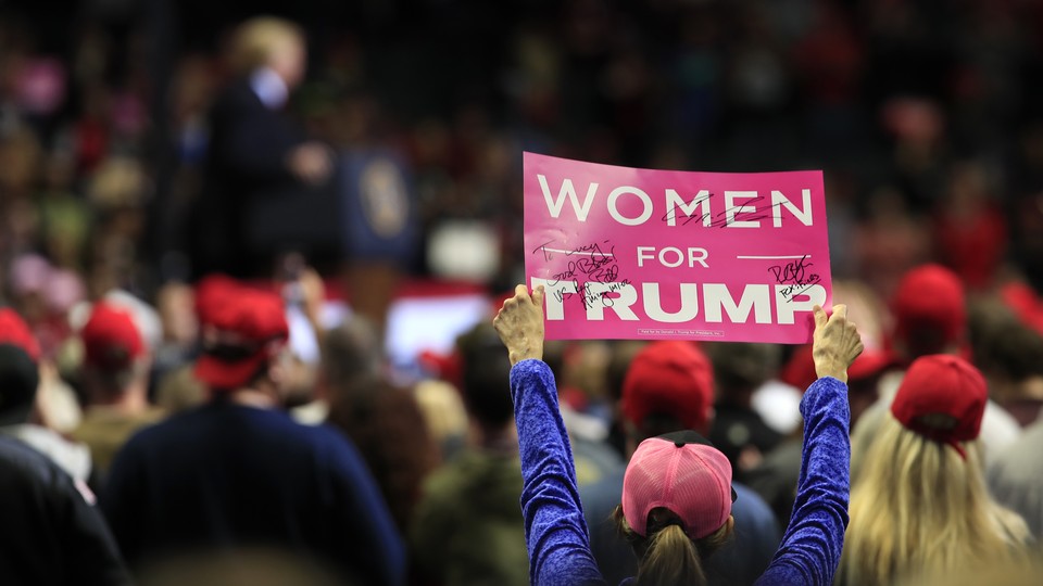 A Trump supporter at a campaign rally in Grand Rapids, Michigan