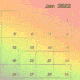 A multi-colored rendering of a January 2022 calendar.