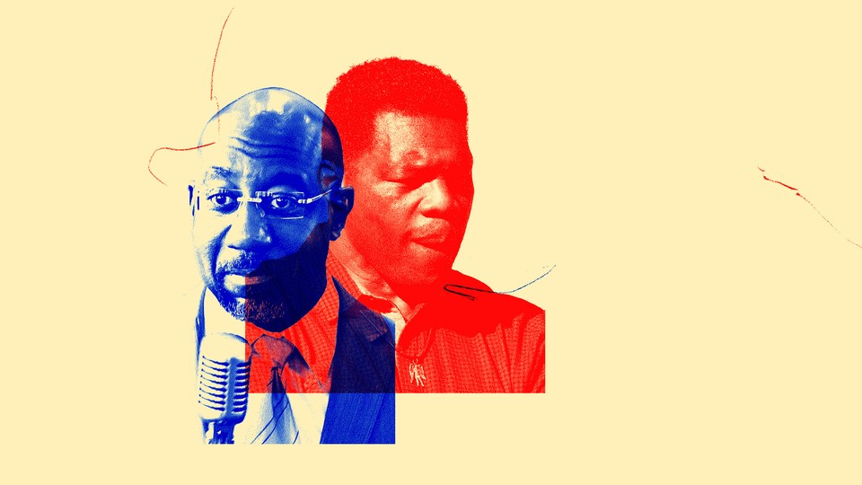 Illustration of Raphael Warnock and Herschel Walker