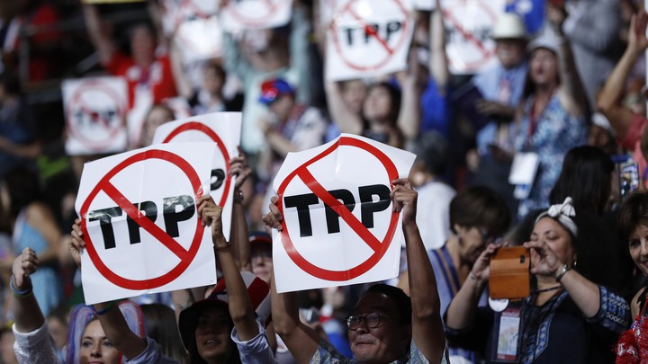 Protestors against the Trans-Pacific Partnership