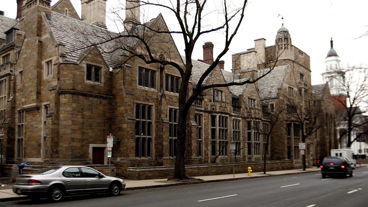 The outside of a stately stone building