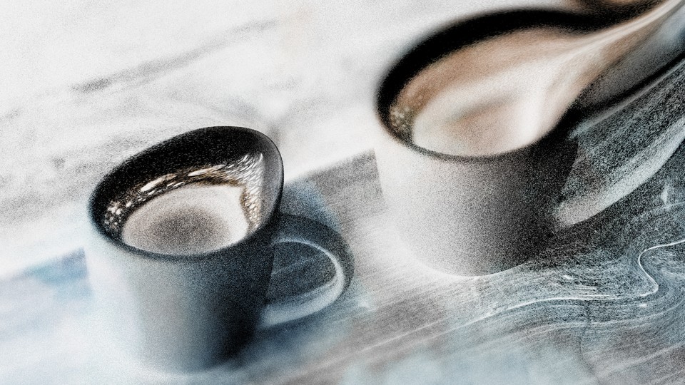 Illustration of distorted coffee mugs