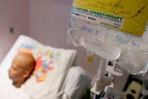 A cancer patient receives chemotherapy.