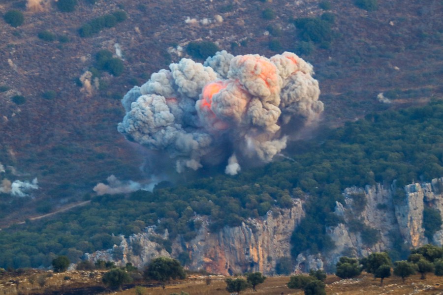 Smoke billows from the site of an Israeli airstrike in Lebanon.