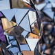 A sculpture made of small polygonal mirrors