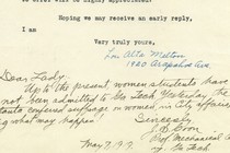 An excerpt of a response to the engineer Lou Alta Melton's request for information about fellow women in the field