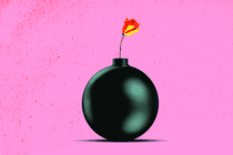 A bomb with a rose for a fuse