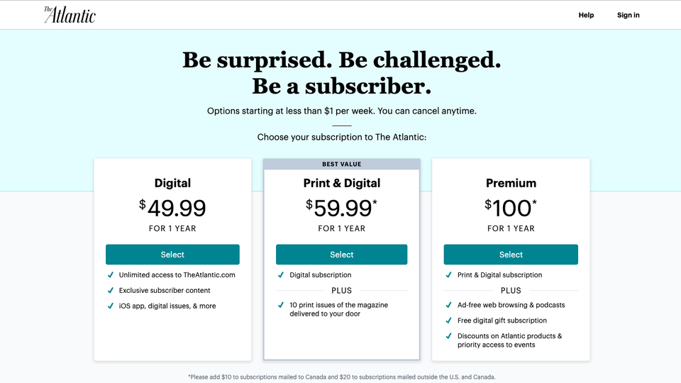 The Atlantic's New Subscription Plans and Metered Model The Atlantic