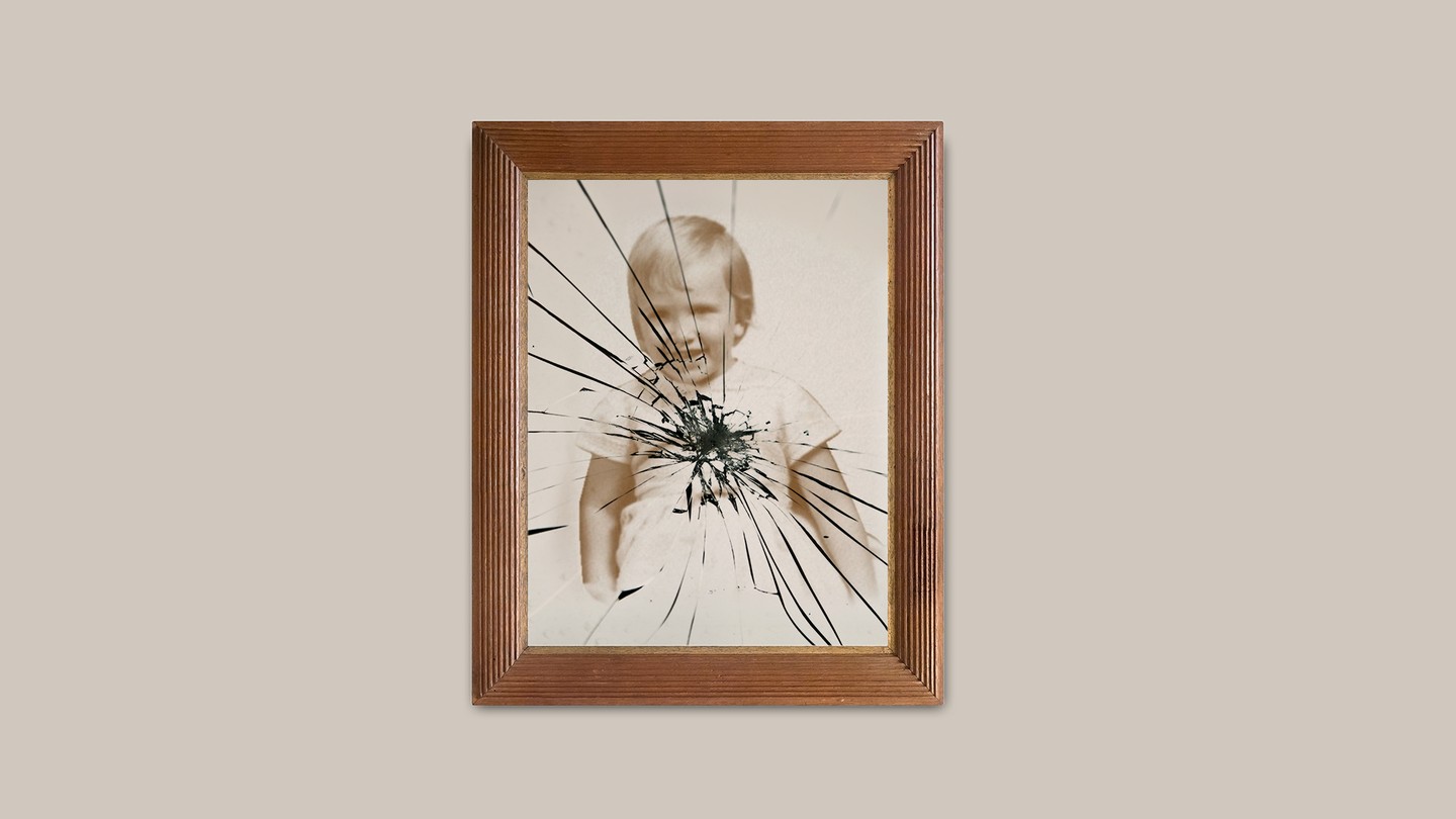 Baby photo in shattered frame