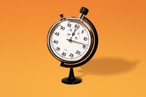 Illustration of a stopwatch, tilted and made to look like a globe