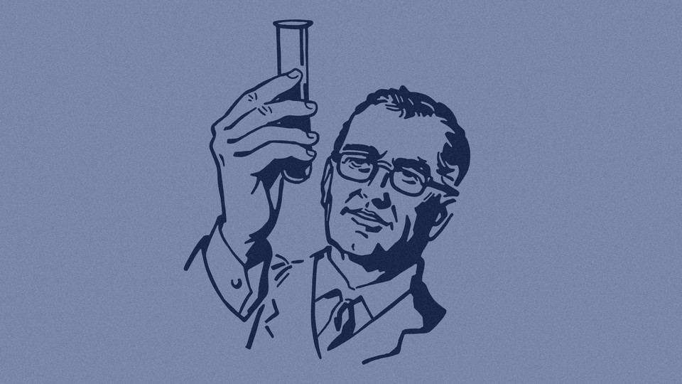 An illustration of a male scientist