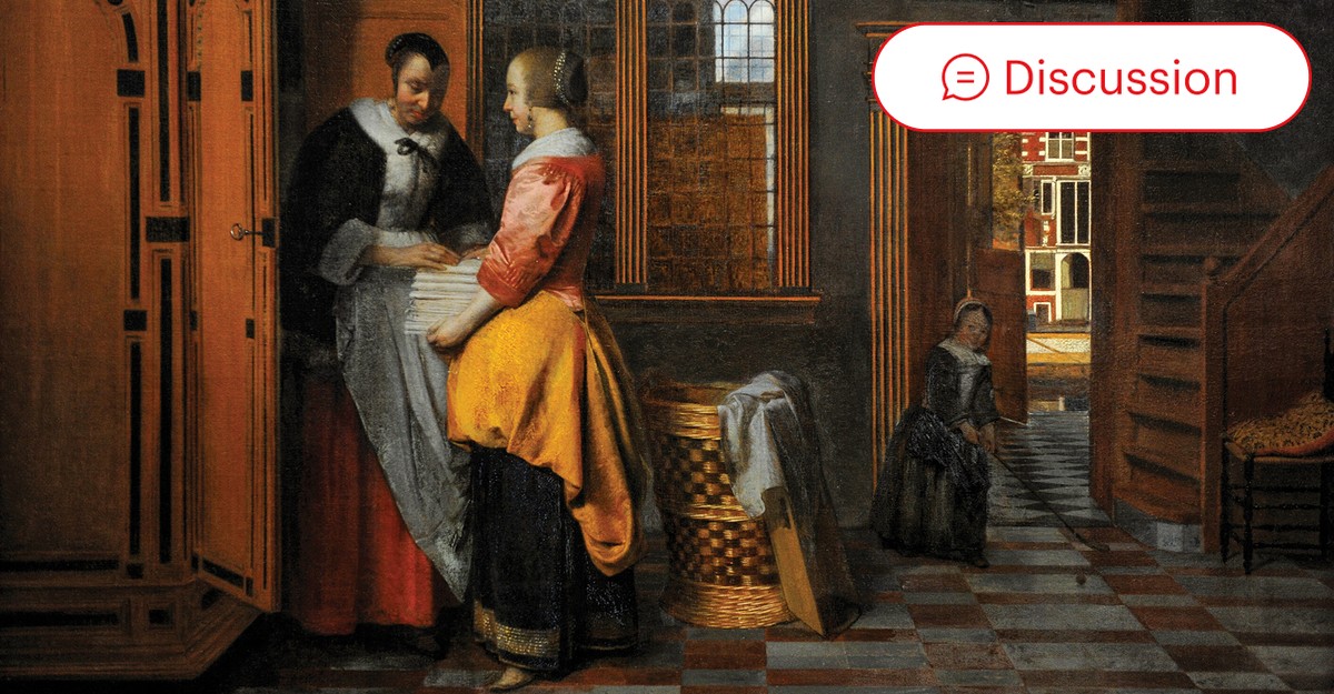 Look Closer: Interior With Women Beside a Linen Cupboard - The