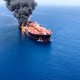 An oil tanker attacked at the Gulf of Oman