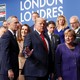 NATO Secretary General Jens Stoltenberg, U.S. President Donald Trump, Germany's Chancellor Angela Merkel, Turkey's President Recep Tayyip Erdogan and other NATO leaders leave the stage after family photo during the annual NATO heads of government summit near London.