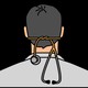 An illustration of a doctor with a stethoscope tied around his head