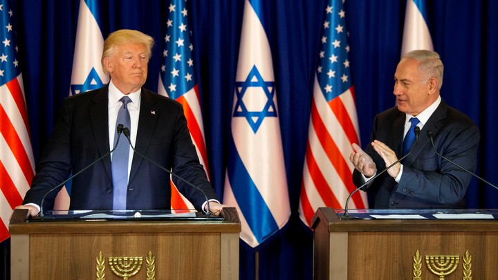 President Donald Trump and Israel’s Prime Minister Benjamin Netanyahu deliver remarks before a dinner at Netanyahu’s residence in Jerusalem on May 22, 2017.