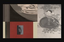 Images of ice cream, stacked plates, and an eye