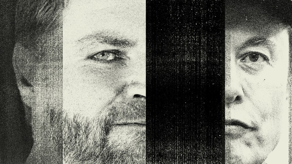 Collage with photos of J. D. Vance and Elon Musk