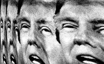 A collage of Trump’s face repeated and distorted