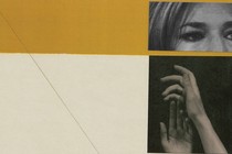 A photo illustration shows black-and-white images of eyes and hands on a yellow background