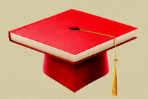 A graduation cap where the mortarboard is made out of a book