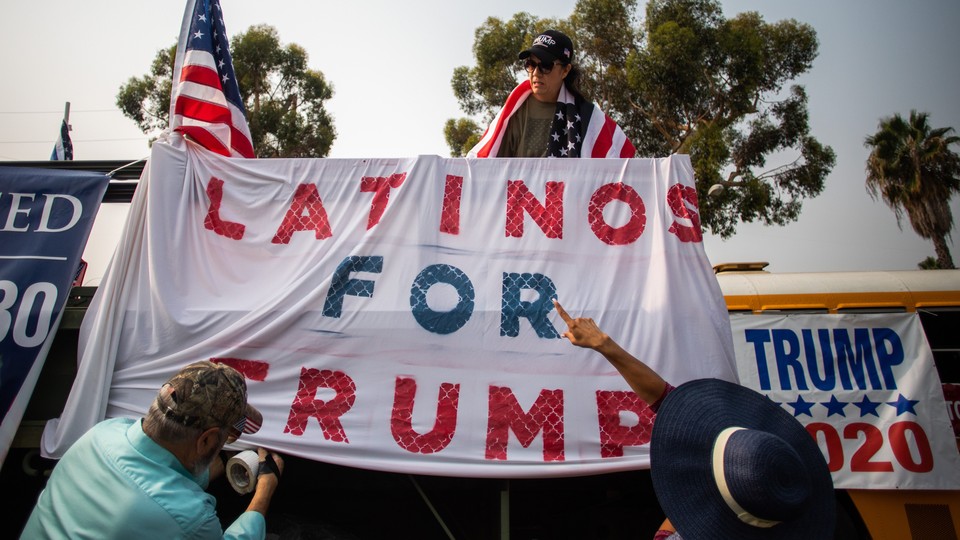 A "Latinos for Trump" sign
