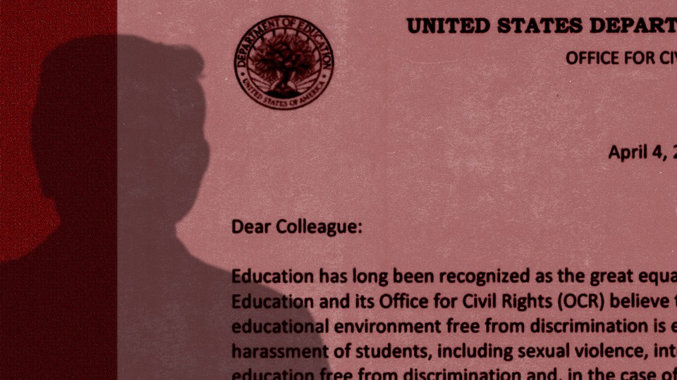 Illustration of Donald Trump’s shadow over the Department of Education’s “Dear Colleague” letter