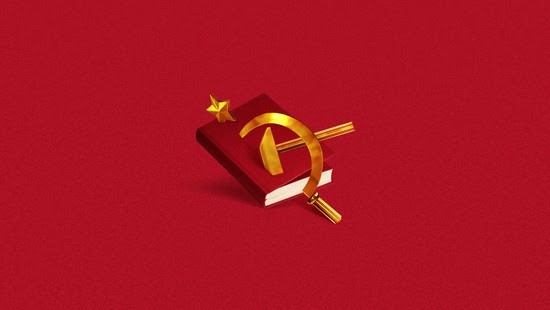 A book with a hammer and sickle in it