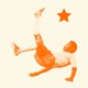 Illustration of Pele, kicking a star instead of a soccer ball