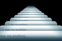 A parade of search bars that read "Ask me anything" stretches into the distance.