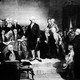 President George Washington delivers his inaugural address in the Senate Chamber of Old Federal Hall in New York on April 30, 1789.