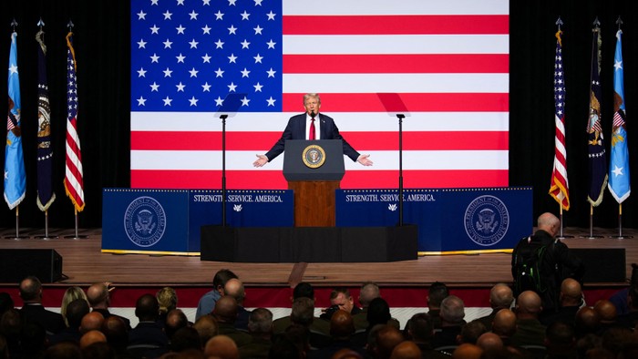 Trump speaking at Hegseth's gathering of top officers