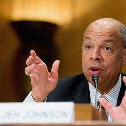 Homeland Security Secretary Jeh Johnson testifies on Capitol Hill in Washington.