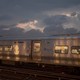 New York subway against twilight sky