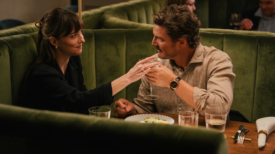 Dakota Johnson and Pedro Pascal in Materialists