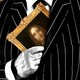 A photo-illustration showing a person in a business suit slipping Leonardo da Vinci's painting "Salvator Mundi" behind their coat lapel