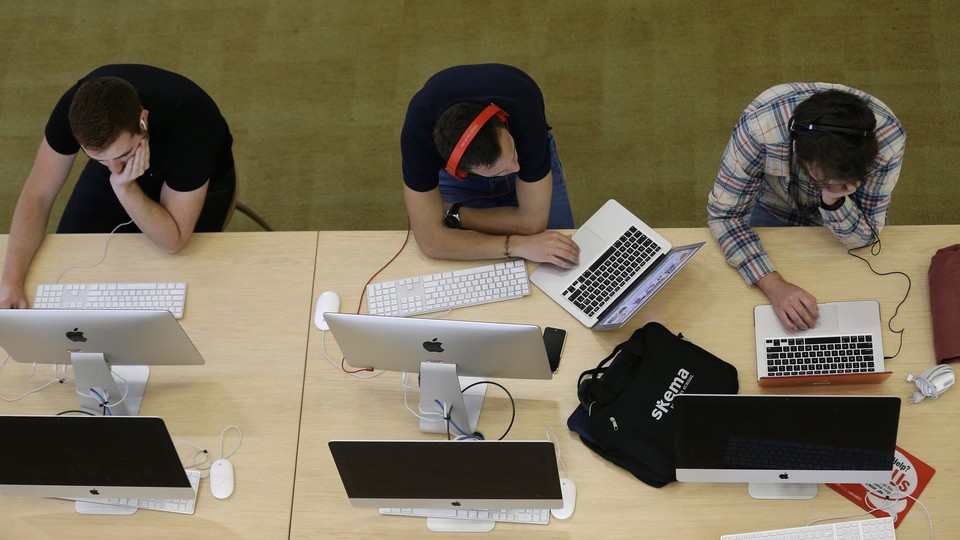 Students working at computers