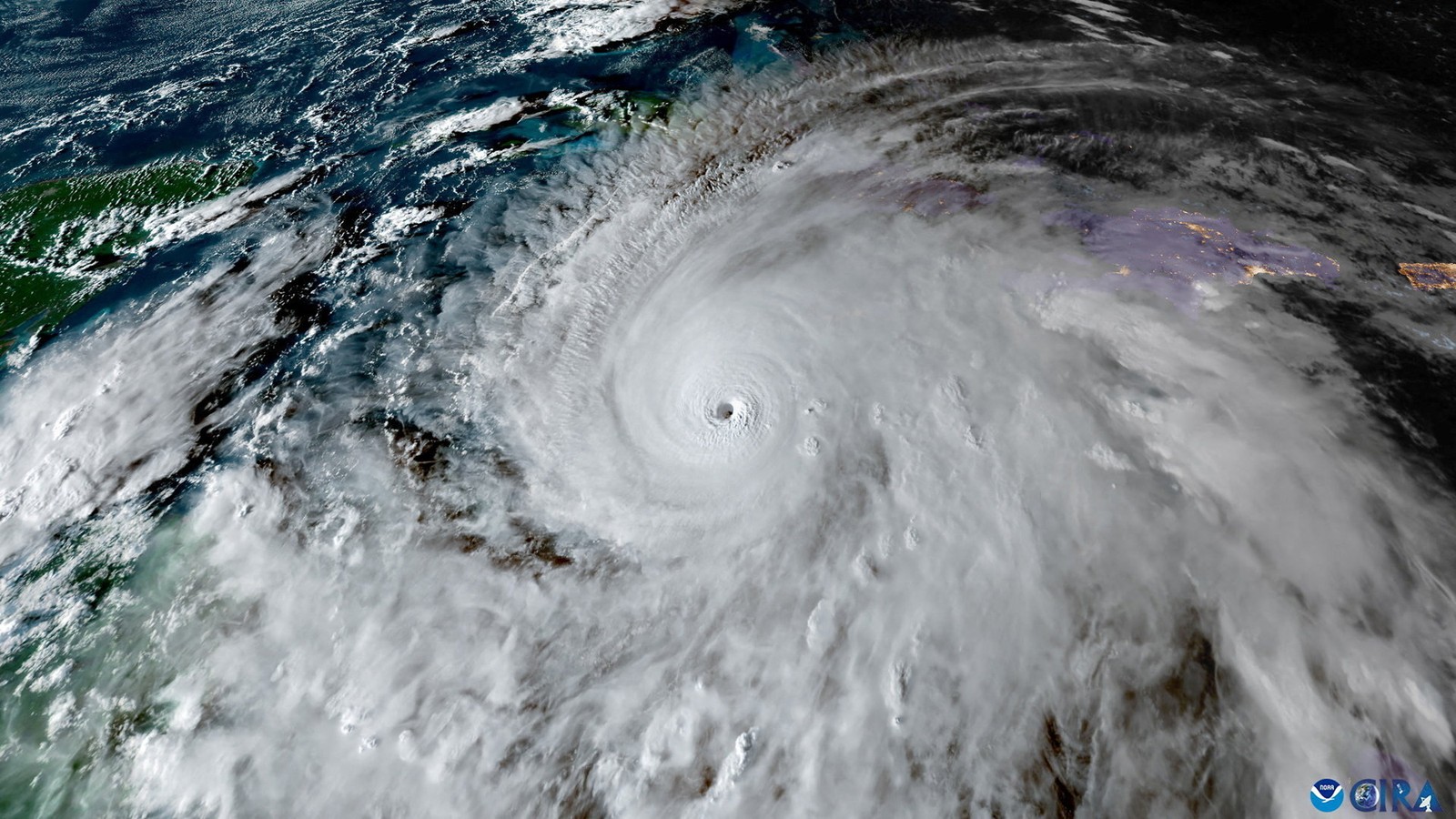 A satellite view of a large and intense hurricane