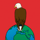 Illustration of the back of a bald eagle perched on globe with red background