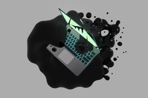 A laptop in a pile of goo