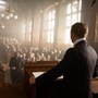 Percy Fawcett (Charlie Hunnam) speaks to the Royal Geographical Society in 'The Lost City of Z.'