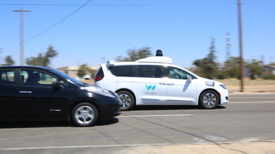 A Waymo self-driving car at the company's Castle test track