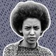 A cutout illustration of Nikki Giovanni circa 1968