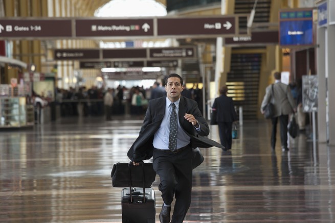 Man running in the airport